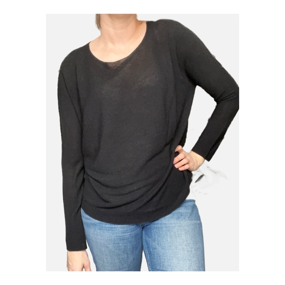 Christian Wijnants Loose Knit Cotton Blend Wide Neck Pullover Sweater Black M